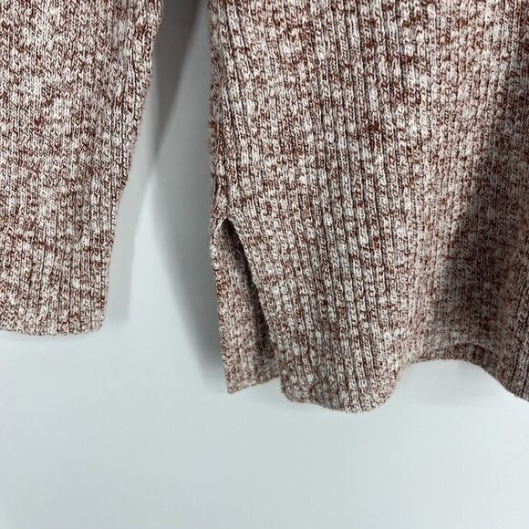Loft Sweater Size Large Womens Rust Ribbed Knit V Neck Pullover Dolman Sleeve - Picture 4 of 7
